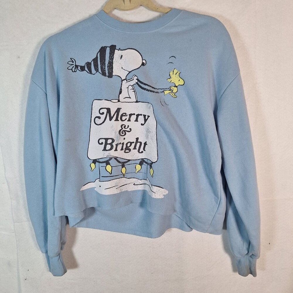 Peanuts Snoopy Merry & Bright Cropped Sweatshirt size XS